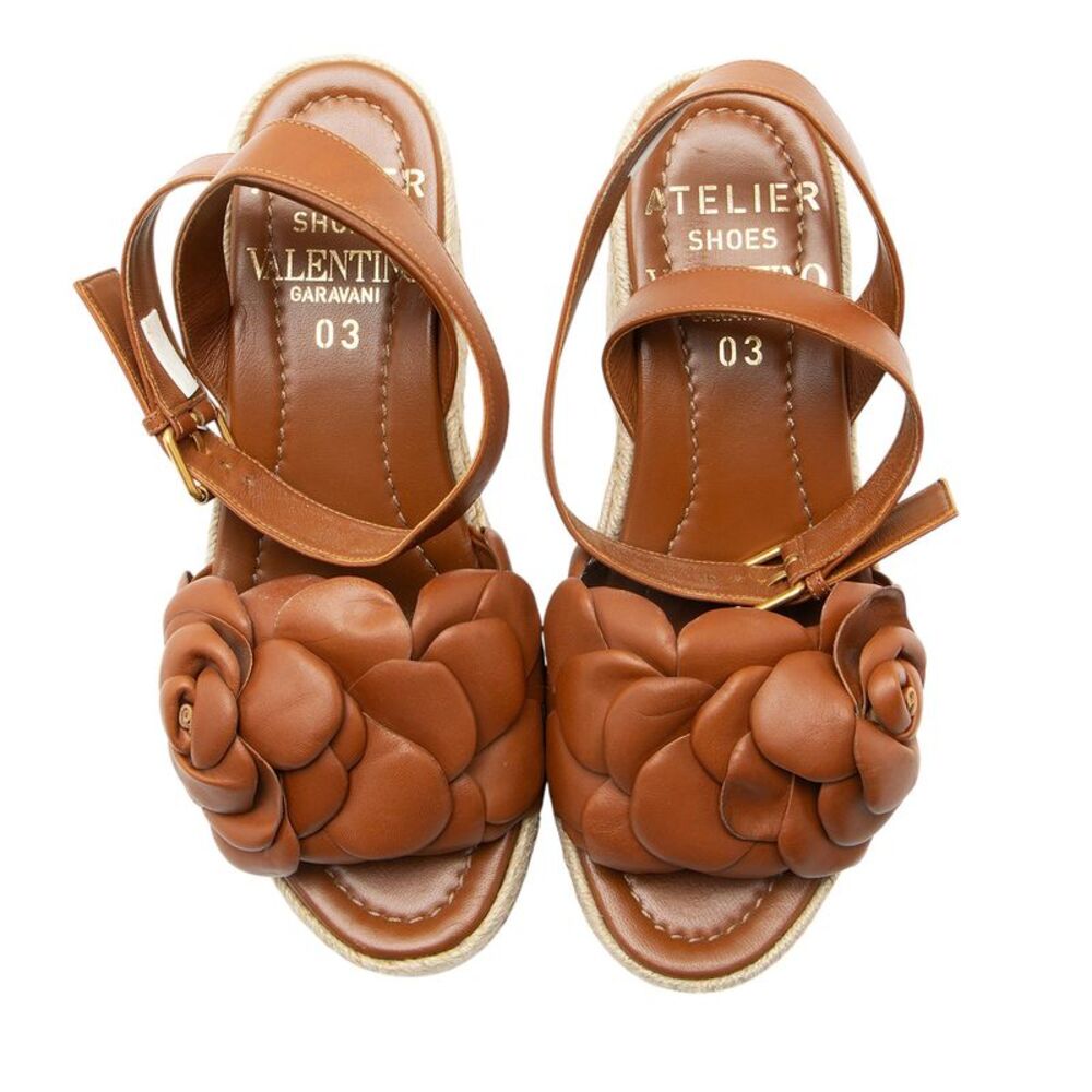 Valentino Leather Rose Atelier 03 Espadrille Wedges - Size 8.5 / 38.5 - Picture 5 of 8